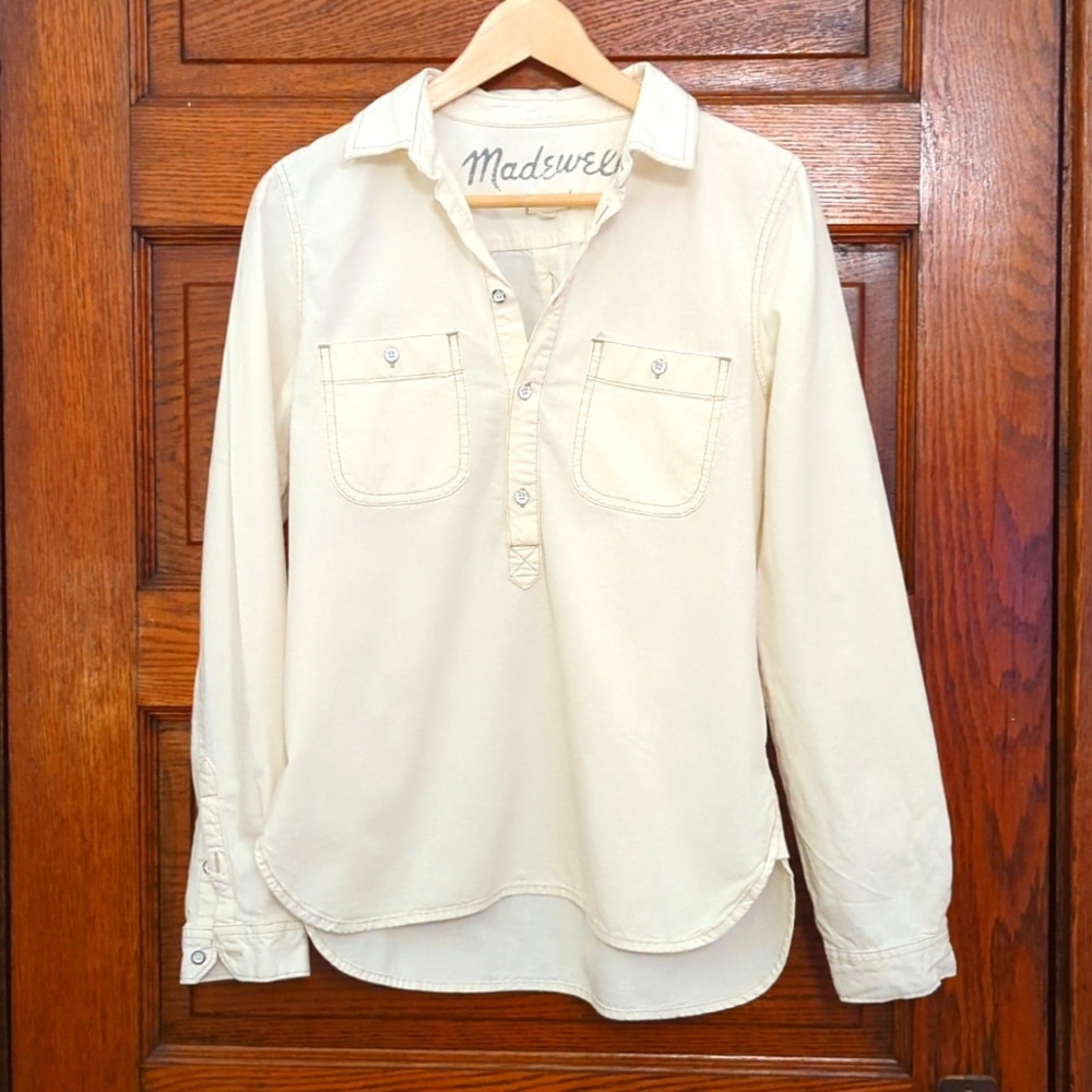 Madewell Button Up Poplin 100% Cotton White Size Small